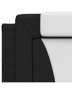 Letto con Materasso Nero e Bianco 90x190 cm in Similpelle 2