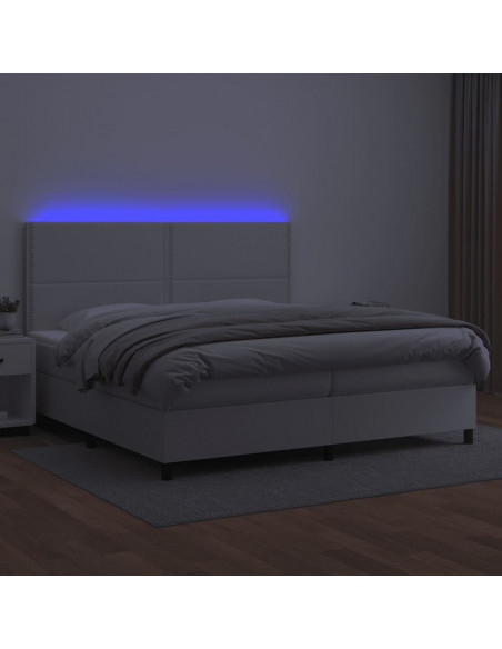Giroletto Molle con Materasso e LED Bianco 200x200cm Similpelle