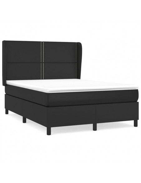 Giroletto a Molle con Materasso Nero 140x200 cm in Similpelle