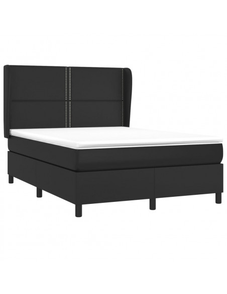 Giroletto a Molle con Materasso Nero 140x200 cm in Similpelle