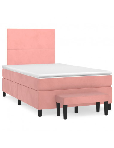 Giroletto a Molle con Materasso Rosa 120x200 cm in Velluto