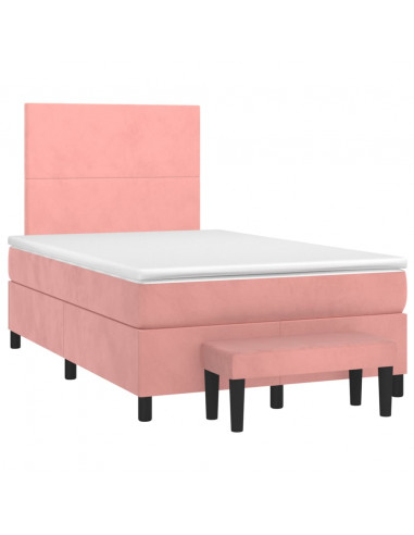 Giroletto a Molle con Materasso Rosa 120x200 cm in Velluto