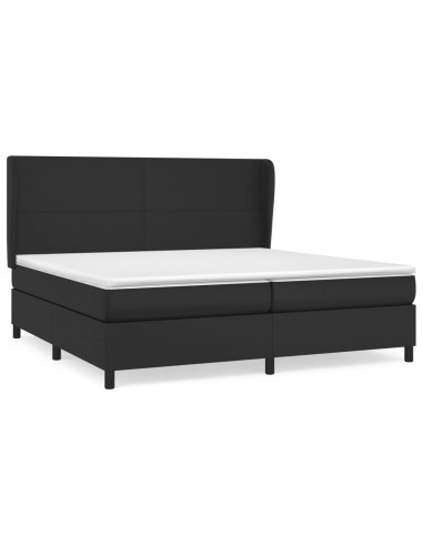 Giroletto a Molle con Materasso Nero 200x200 cm in Similpelle