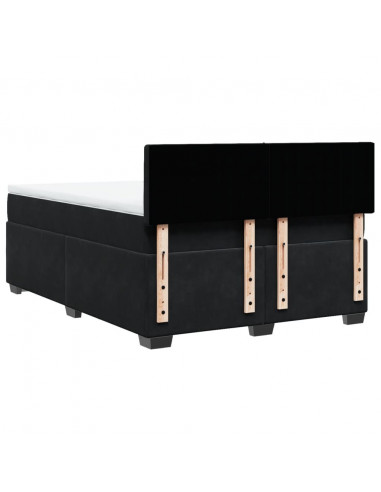 Giroletto a Molle con Materasso Nero 140x190 cm in Velluto