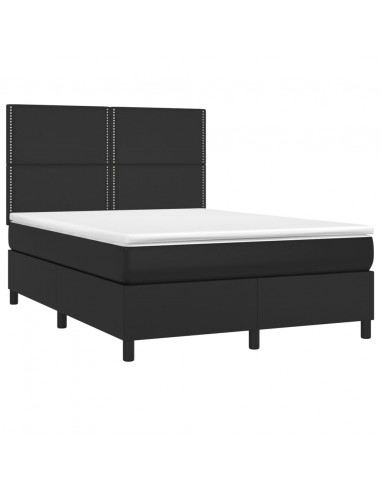 Giroletto a Molle con Materasso e LED Nero 140x200cm Similpelle