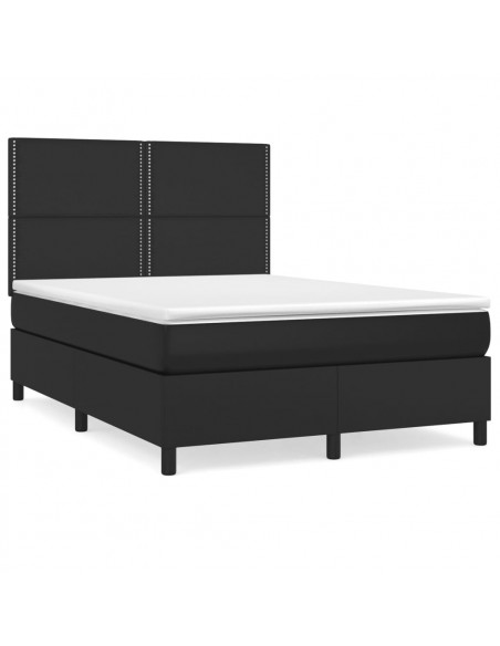 Giroletto a Molle con Materasso Nero 140x200 cm in Similpelle