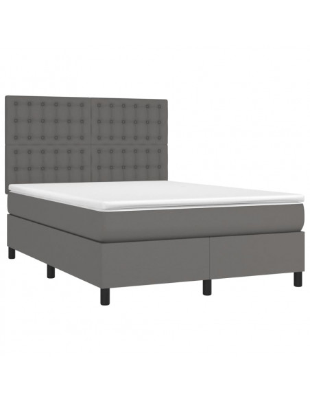 Giroletto a Molle con Materasso Grigio 140x200 cm in Similpelle