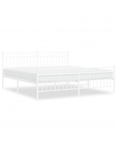 Giroletto con Testiera e Pediera Metallo Bianco 183x213 cm 2