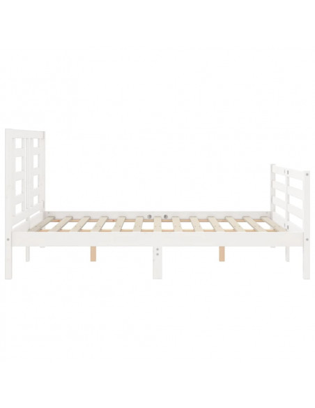 Giroletto con Testiera Bianco 140x190 cm in Legno Massello