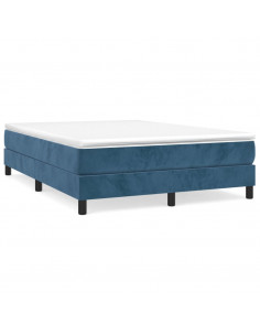 Giroletto a Molle con Materasso Blu Scuro 140x190 cm in Velluto 2