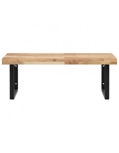 Ripiano a Parete per Lavabo in Acciaio e Massello di Acacia