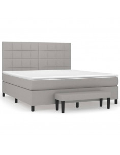 Giroletto a Molle con Materasso Grigio Chiaro160x200 cm Tessuto 2