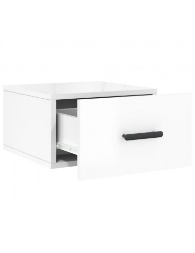 Comodini a Muro 2 pz Bianco Lucido 35x35x20 cm