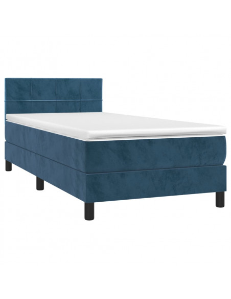 Giroletto a Molle con Materasso Blu Scuro 100x200 cm in Velluto