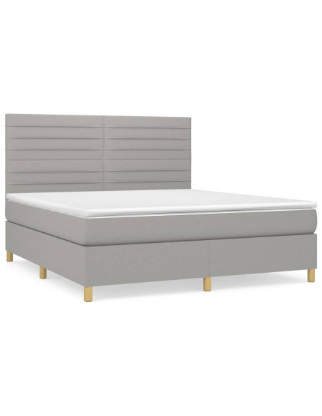 Giroletto a Molle con Materasso Grigio Chiaro160x200 cm Tessuto