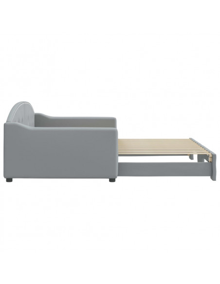 Divano Letto con Letto Estraibile Grigio Chiaro 100x200 Tessuto