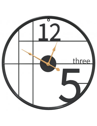 Orologio da Parete Nero Ø50 cm in Ferro