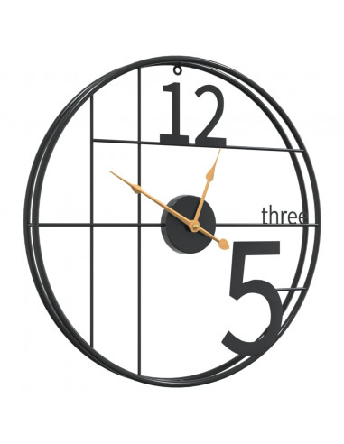 Orologio da Parete Nero Ø50 cm in Ferro