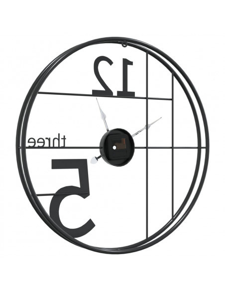 Orologio da Parete Nero Ø50 cm in Ferro
