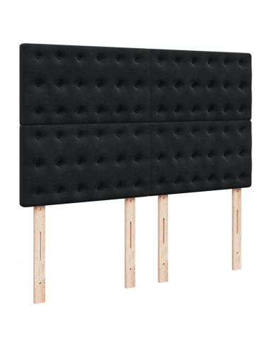 Giroletto a Molle con Materasso Nero 160x200 cm in Velluto