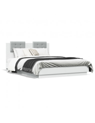 Giroletto con Testiera Bianco 135x190 cm in Legno Multistrato