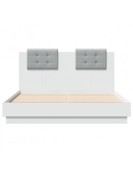 Giroletto con Testiera Bianco 135x190 cm in Legno Multistrato