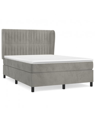 Giroletto a Molle con Materasso Grigio Chiaro 140x200cm Velluto