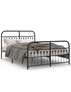 Giroletto con Testiera e Pediera Metallo Nero 140x200 cm 2