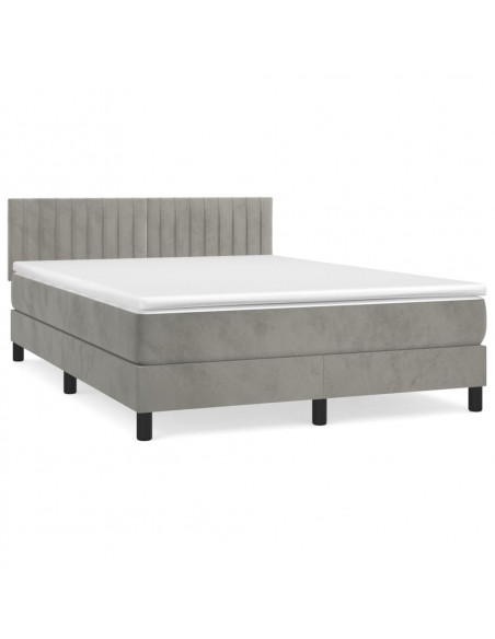 Giroletto a Molle con Materasso Grigio Chiaro 140x200cm Velluto