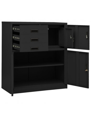 Armadio Ufficio con Fioriera Antracite 90x40x125 cm in Acciaio