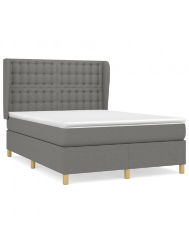 Giroletto a Molle con Materasso Grigio Scuro 140x200cm Tessuto