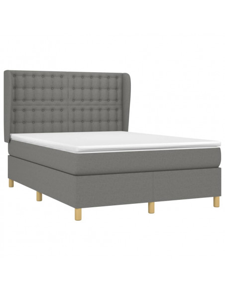 Giroletto a Molle con Materasso Grigio Scuro 140x200cm Tessuto
