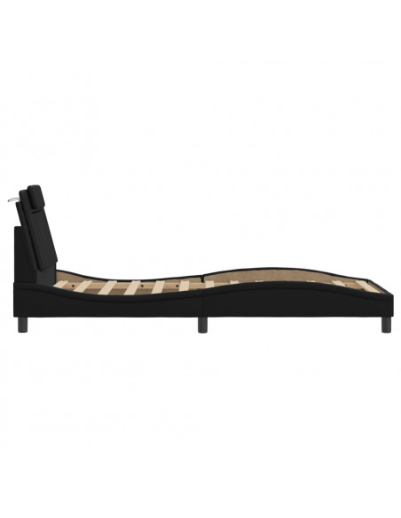 Giroletto con Luci LED Nero 90x190 cm in Similpelle