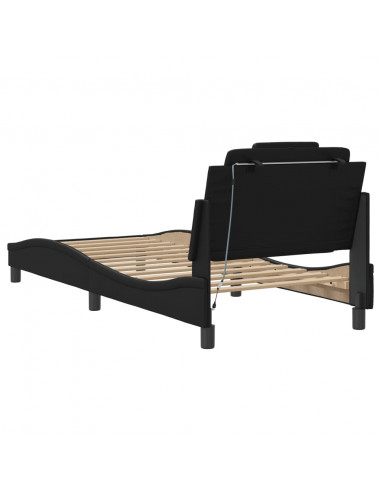 Giroletto con Luci LED Nero 90x190 cm in Similpelle