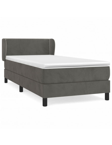 Giroletto a Molle con Materasso Grigio Scuro 80x200 cm Velluto