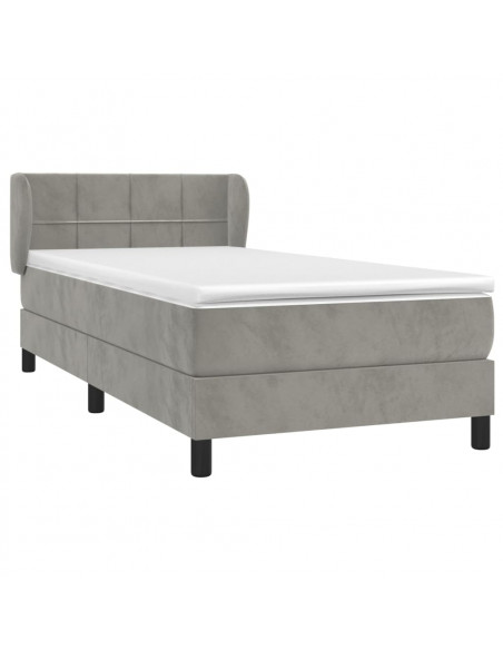 Giroletto a Molle con Materasso Grigio Chiaro 80x200 cm Velluto