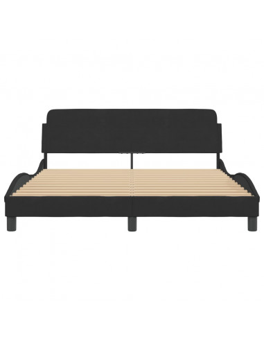 Giroletto con Testiera Nero 160x200 cm in Velluto