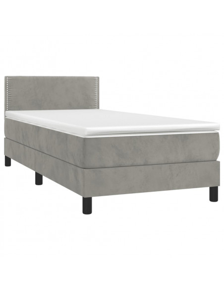 Giroletto a Molle con Materasso Grigio Chiaro 80x200 cm Velluto