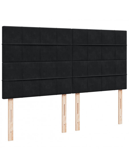 Giroletto a Molle con Materasso Nero 200x200 cm in Velluto