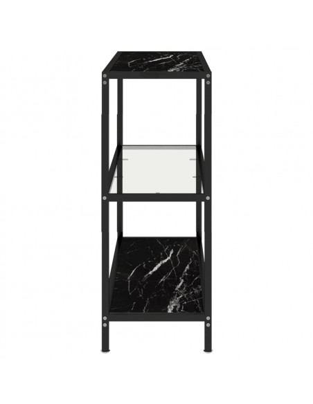 Scaffale Trasparente e Marmo Nero 100x36x90 cm Vetro Temperato