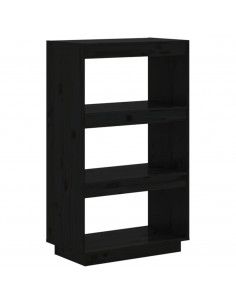 Libreria/Divisorio Nero 60x35x103 cm in Legno Massello di Pino 2