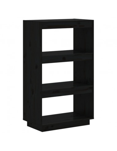 Libreria/Divisorio Nero 60x35x103 cm in Legno Massello di Pino