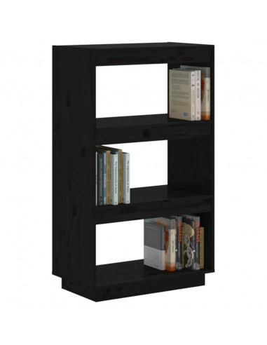 Libreria/Divisorio Nero 60x35x103 cm in Legno Massello di Pino