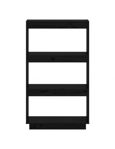 Libreria/Divisorio Nero 60x35x103 cm in Legno Massello di Pino