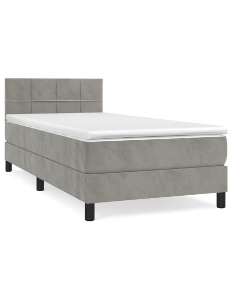 Giroletto a Molle con Materasso Grigio Chiaro 80x200 cm Velluto