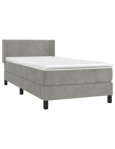 Giroletto a Molle con Materasso Grigio Chiaro 80x200 cm Velluto