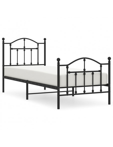 Giroletto con Testiera e Pediera Metallo Nero 90x200 cm
