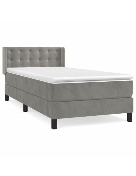 Giroletto a Molle con Materasso Grigio Chiaro 80x200 cm Velluto
