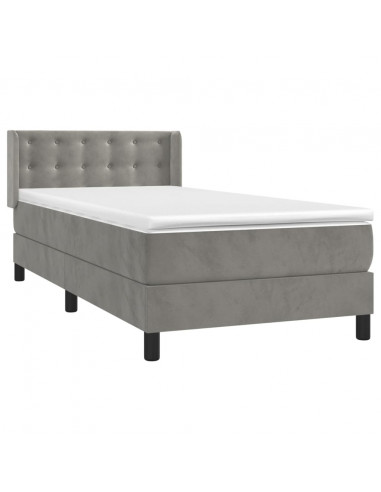 Giroletto a Molle con Materasso Grigio Chiaro 80x200 cm Velluto