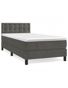 Giroletto a Molle con Materasso Grigio Scuro 80x200 cm Velluto 2